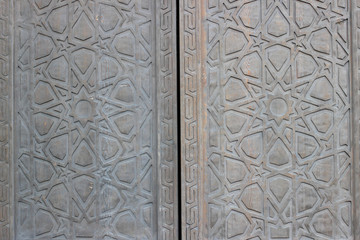Wooden doors with carved ornaments