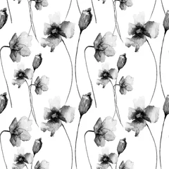 Papier Peint photo autocollant Coquelicots Modèle sans couture avec des fleurs sauvages décoratives