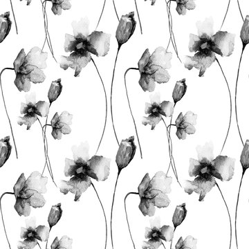 Seamless pattern with decorative wild flowers