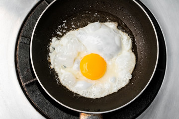 fried egg in a pan