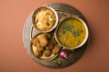 Traditional Rajasthani Food Daal Baati churma. Indian Food. © StockImageFactory