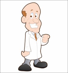 Cartoon man in a white coat