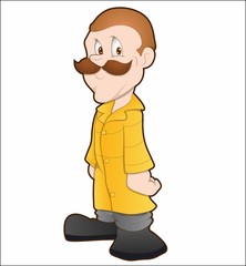 Obraz premium Cartoon man in a yellow suit