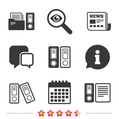 Accounting icons. Document storage in folders.