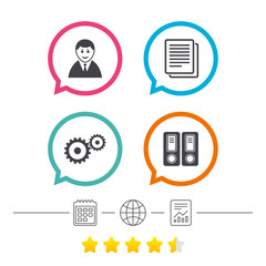 Accounting workflow icons. Human documents.