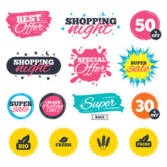 Natural fresh Bio food icons.