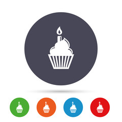 Birthday cake sign icon. Burning candle symbol.