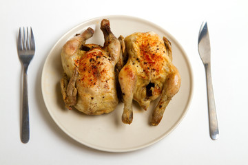 Roast chicken on a plate
