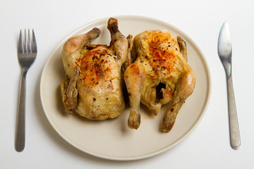Roast chicken on a plate