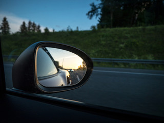 Rearview Mirror with sunset