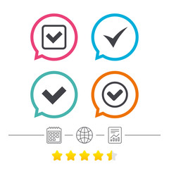 Check signs. Checkbox confirm icons.