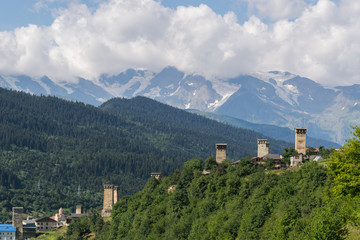 Fototapeta premium Ancient towers in Mestia