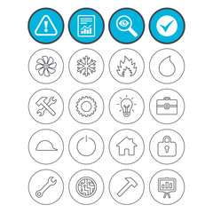 Ventilation, heat and air conditioning icons.