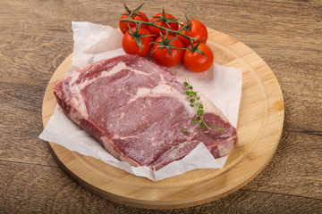 Raw ribeye steak