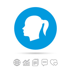 Head sign icon. Female woman human head.