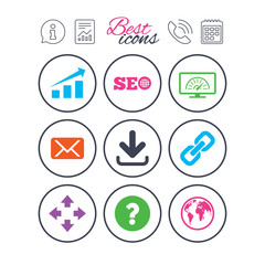 Fototapeta premium Internet, seo icons. Bandwidth speed sign.