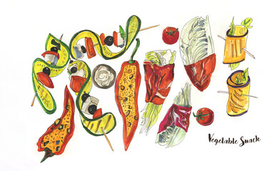 illustration of vegetable party snacks