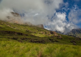 Rock formations of the Drakensberge at the Mkhomazi Wilderness area