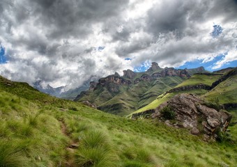 Rock formations of the Drakensberge at the Mkhomazi Wilderness area