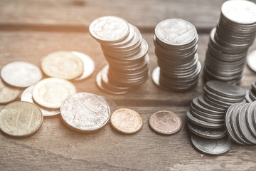 Thai Baht Coins with Business Investment.