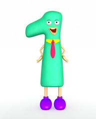Cartoon digit character standing on white - 3d illustration