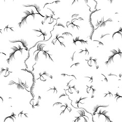 Abstract floral line seamless pattern. Frosen plant swirl ornamental texture