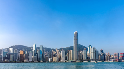 香港のスカイラインのパノラマ