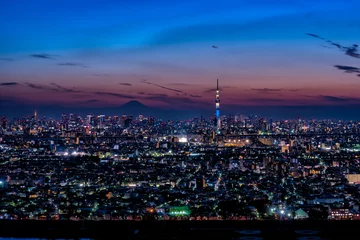 Gordijnen スカイツリーと東京都心の夜景 © hit1912