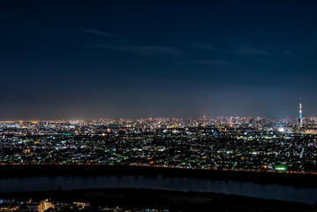 Obraz premium スカイツリーと東京都心の夜景