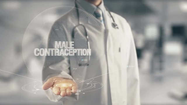 Doctor holding in hand Male Contraception