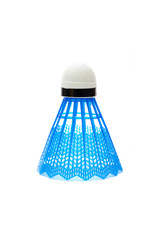 Fototapeta na wymiar Blue badminton shuttlecock isolated on white background