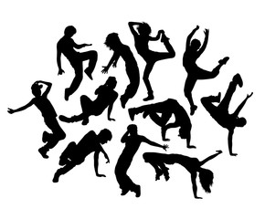 Happy Break Dance Expression Silhouettes, art vector design