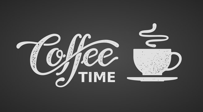 Fototapeta Coffee time. Lettering isolated on black background