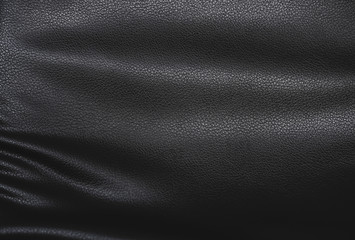 Crumpled black leather texture