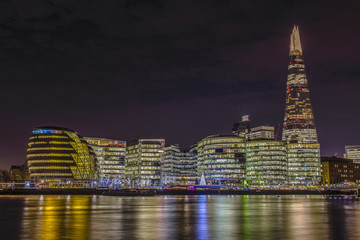 New London city hall at night