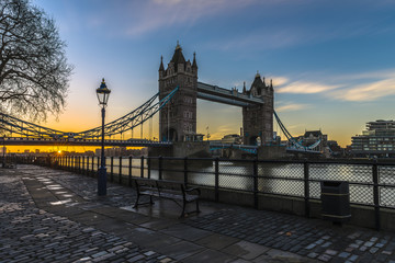 Tower Bridge at sunrise in London