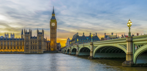 Big Ben and Houses of Parliament at sunset, London