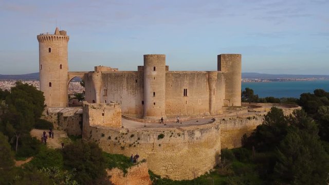 Castell de Bellver Carrer Camilo Jose Cela Palma Mallorca Islas Baleares  Spain Aerial view castle close up