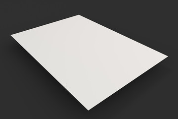 Blank white flyer mockup on black background