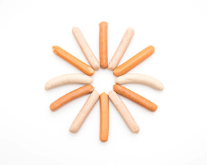 mix sausage on white background