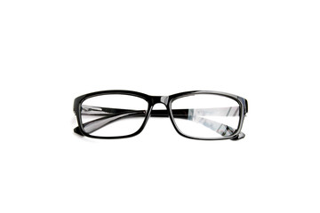 Black eye  glasses isolated on white background.