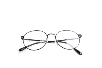 Black eye  glasses isolated on white background.