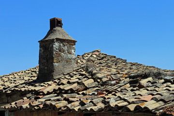 Grèce, toit en vieilles tuiles ville de Nafpaktos