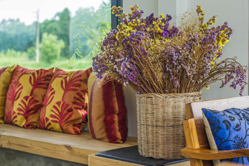 Dry statice flowers in basket
