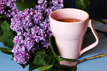 Lilac and a cup of tea, floral useful tea

