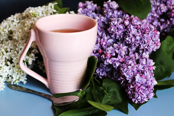 Lilac and a cup of tea, floral useful tea

