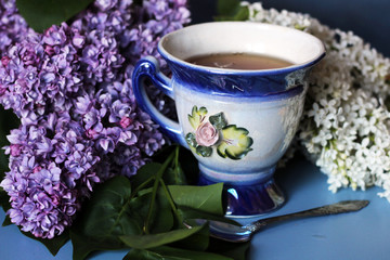 Lilac and a cup of tea, floral useful tea

