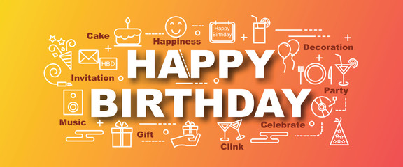 happy birthday vector trendy banner