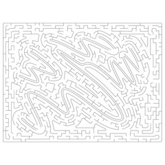 Maze Game and Labyrinth with black lines in rectangular area isolated on white background