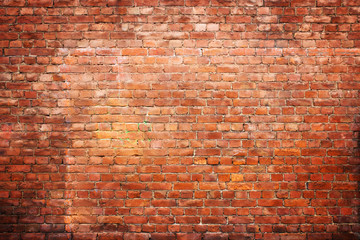 Obraz premium tekstury rocznika ceglany mur, tło czerwony kamień powierzchni miejskich